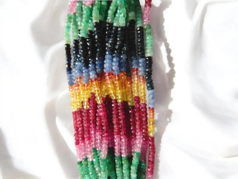 Vibrant Multi-Gemstone Faceted Rondelle Beads – Sapphire, Emerald, Ruby & More (3-4mm) for Jewelry Making