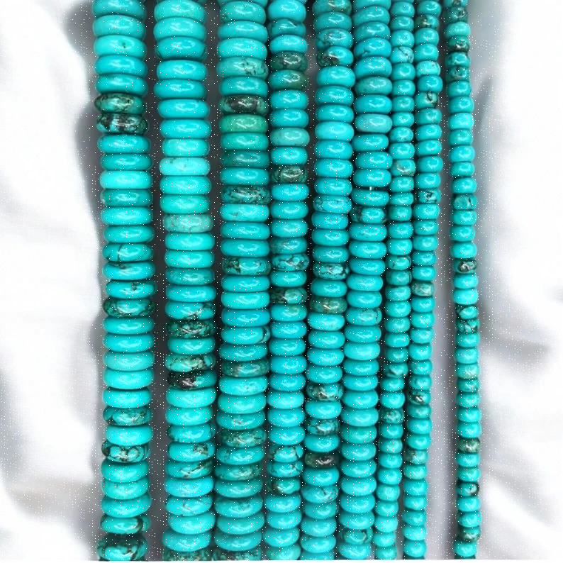 Natural Blue-Green Turquoise Rondelle Beads – 3-4mm Smooth Spacer Gemstones for Jewelry Making & DIY